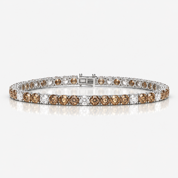 5.5ct Champagne and Colorless Diamond Tennis Bracelet in White Gold