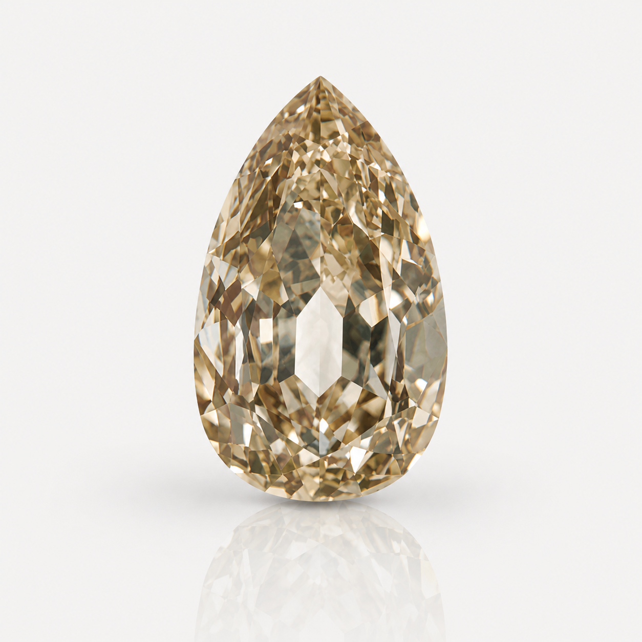An antique champagne pear shape diamond