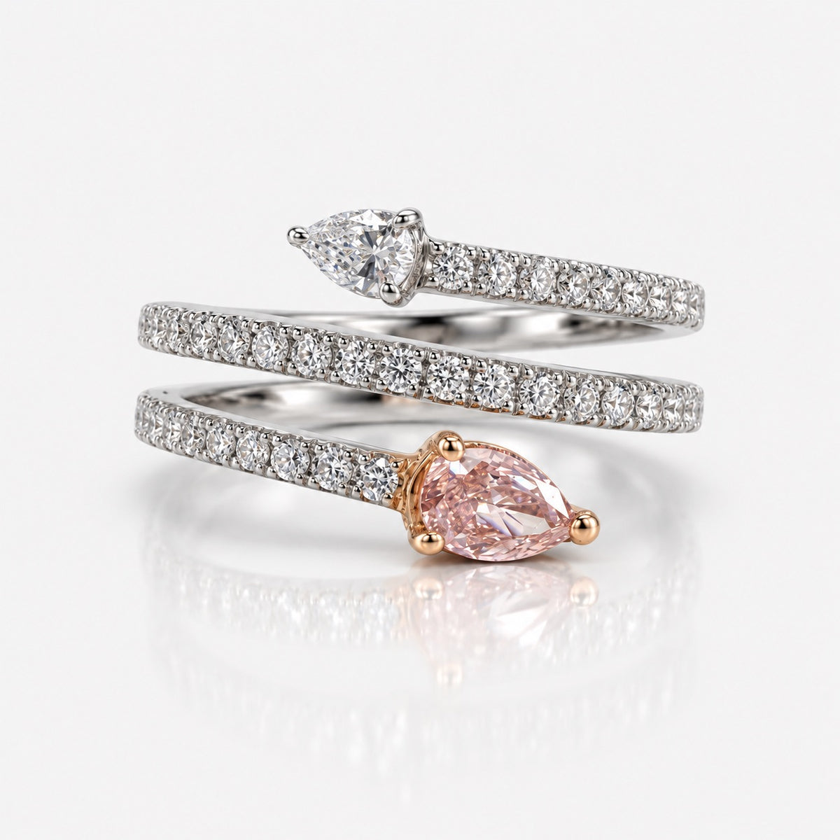 0.90ct Pink Pear Diamond Spiral Ring