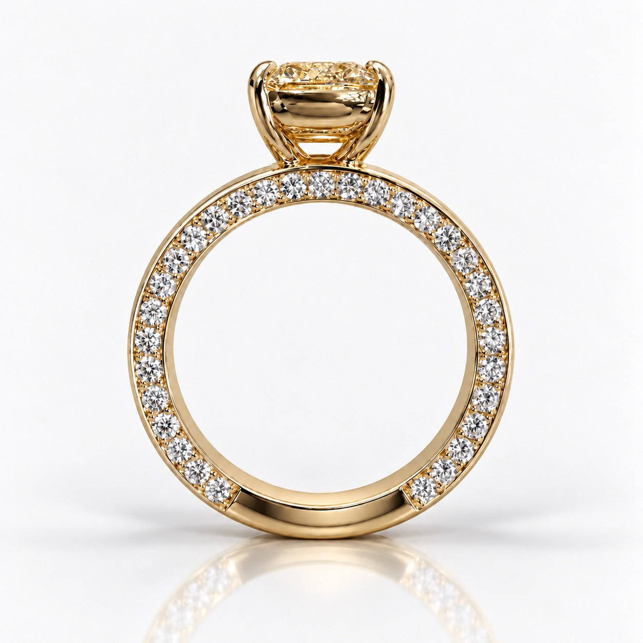 2ct GIA Light Yellow Old Mine Cushion Diamond Tate Engagement Ring