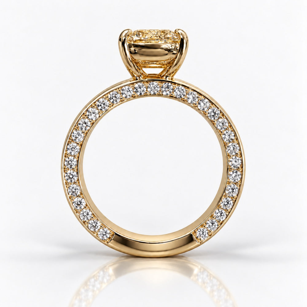 2ct GIA Light Yellow Old Mine Cushion Diamond Tate Engagement Ring