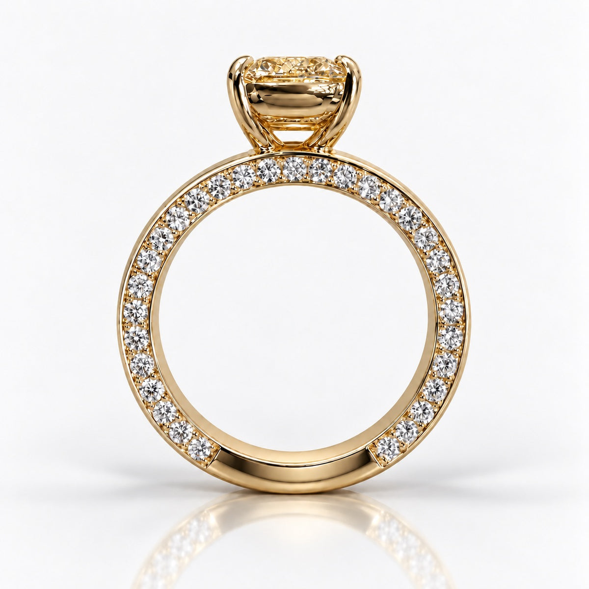 2ct GIA Light Yellow Old Mine Cushion Diamond Tate Engagement Ring
