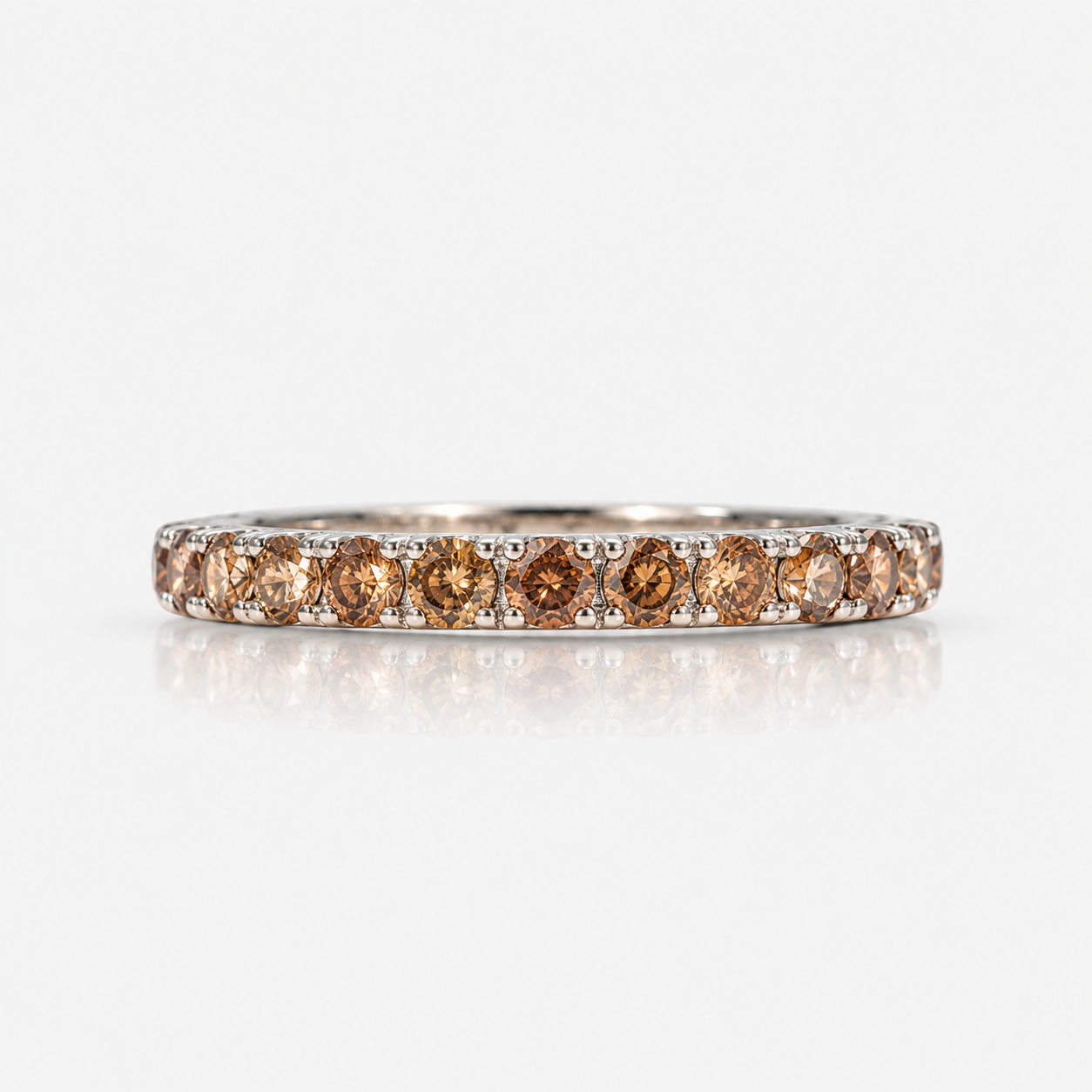2ct Champagne Diamond Stackable Band in White Gold