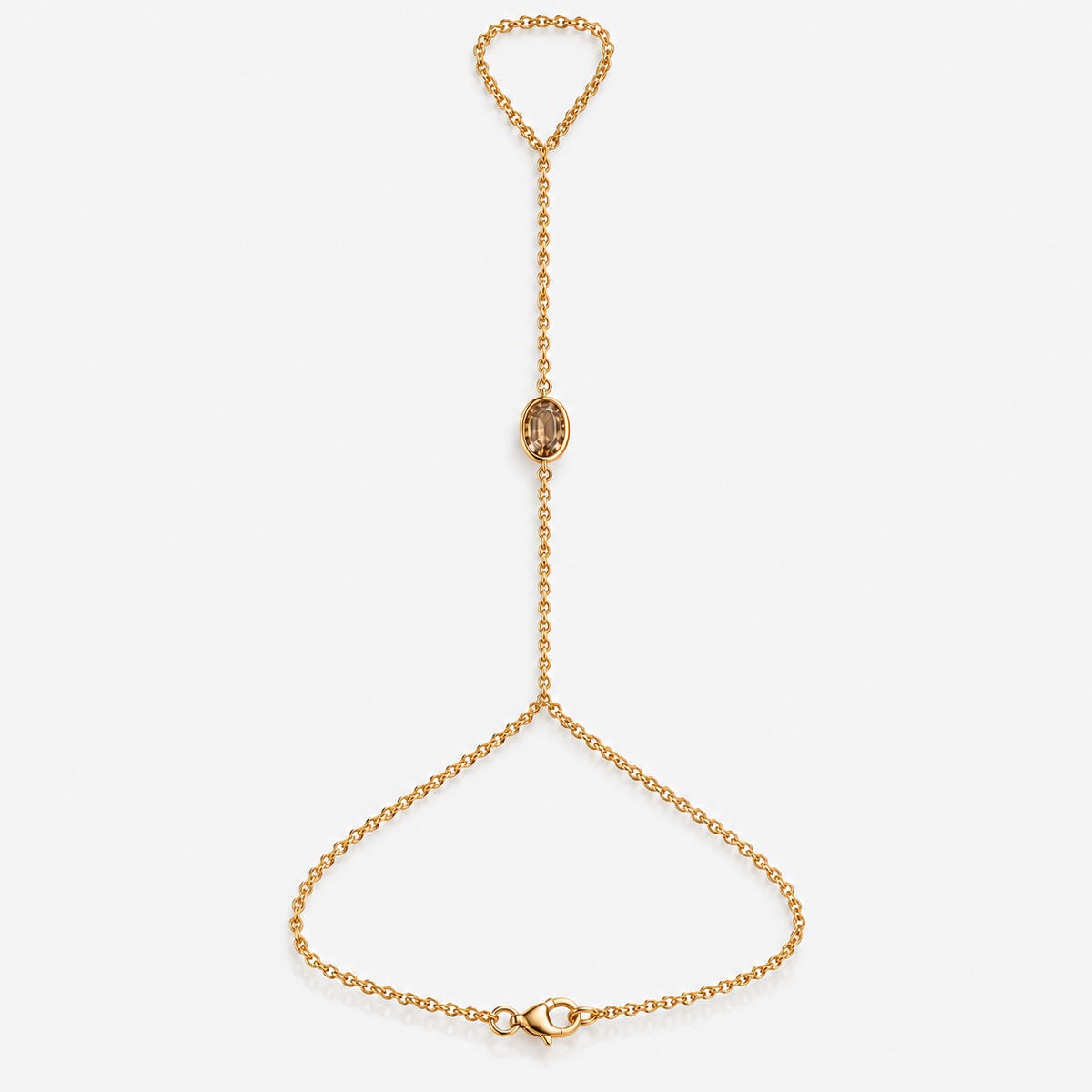 Champagne Oval Diamond Single Stone Hand Chain