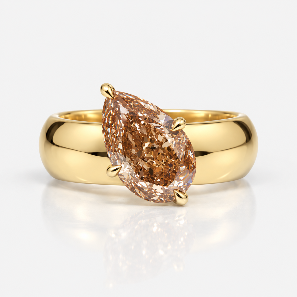 3ct Champagne Pear Diamond Amber Engagement Ring