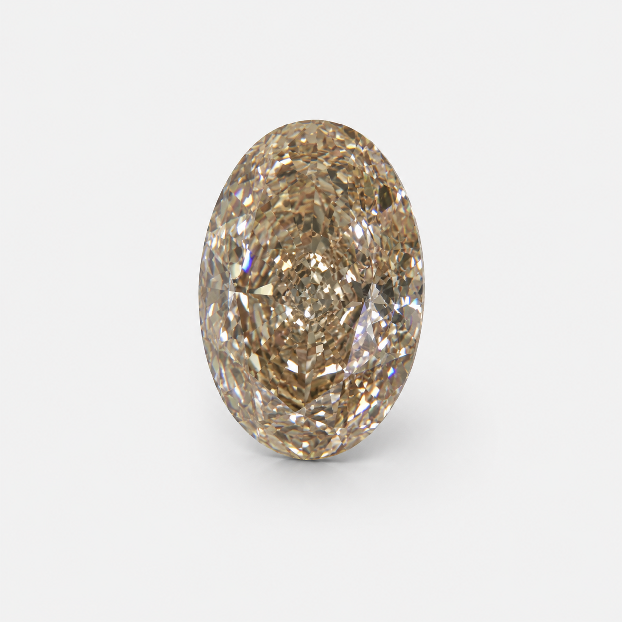 10.12ct GIA Certified Natural Fancy Light Yellow-Brown 'Champagne' Oval Cut Diamond