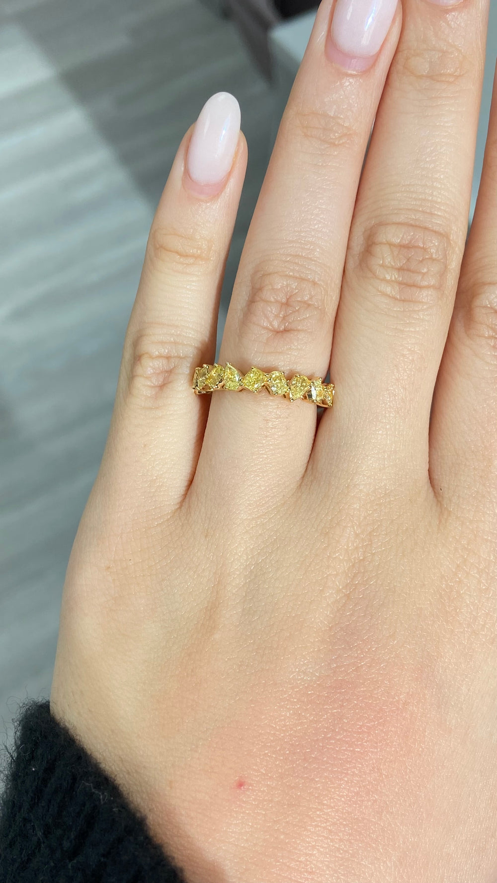2 carat Fancy Intense Yellow Diamonds Half Eternity Band 