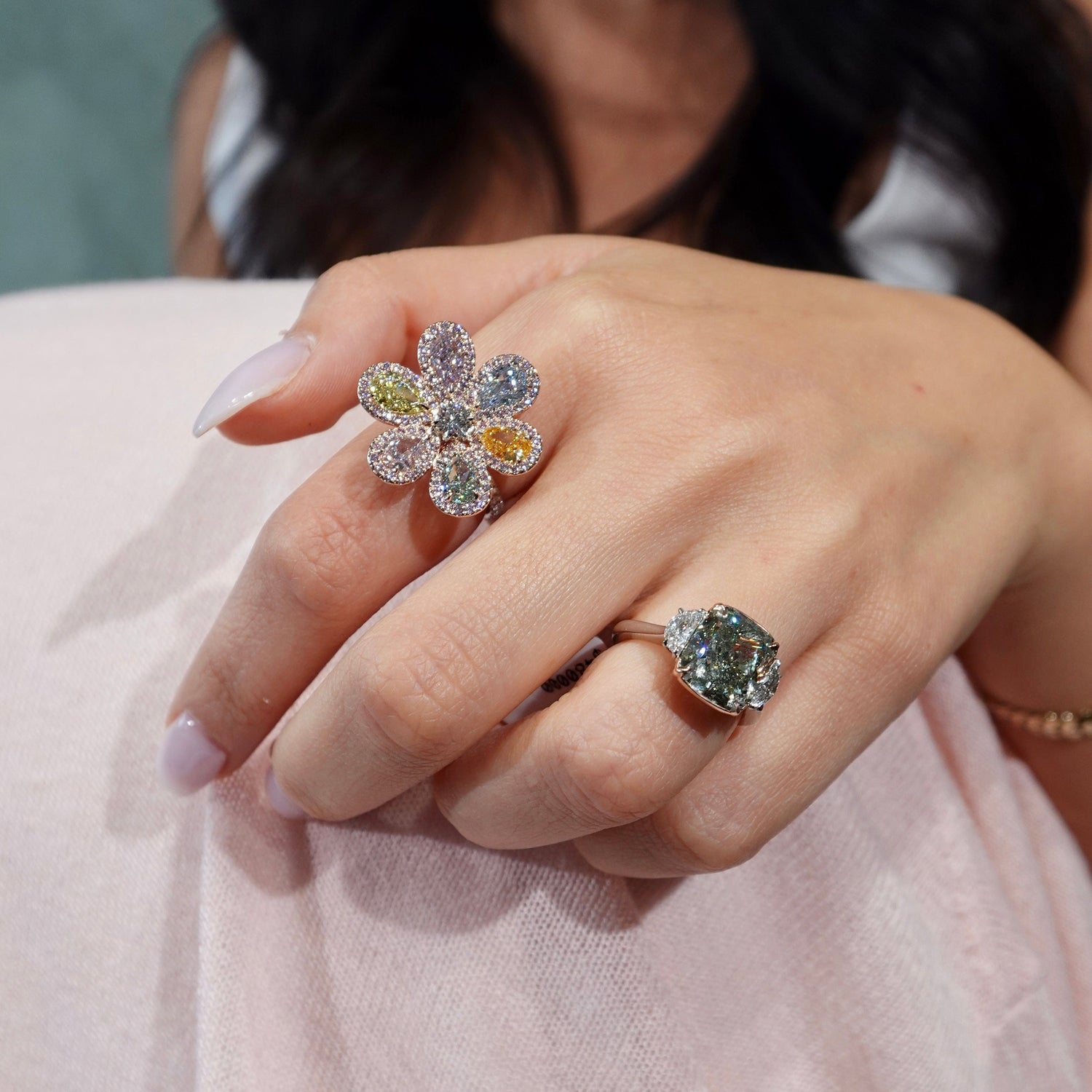 Multi diamond ring, handcrafted by Rare Colors by Namdar
