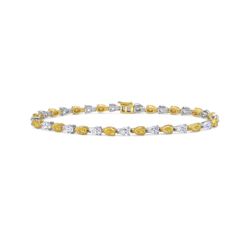 6.5ct Alternating Fancy Yellow and White Pear Diamond Bracelet
