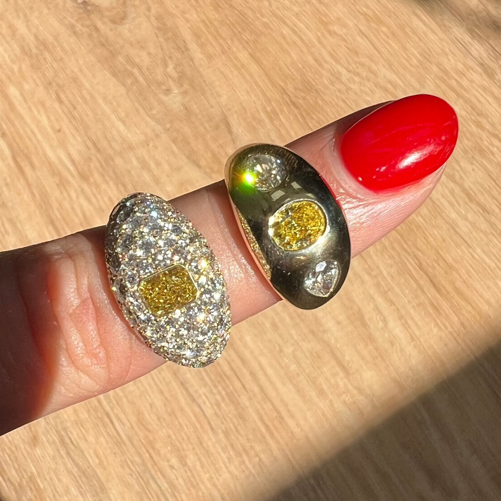 Fancy Intense Yellow Radiant diamond ring by Rare Colors by Namdar, New York City