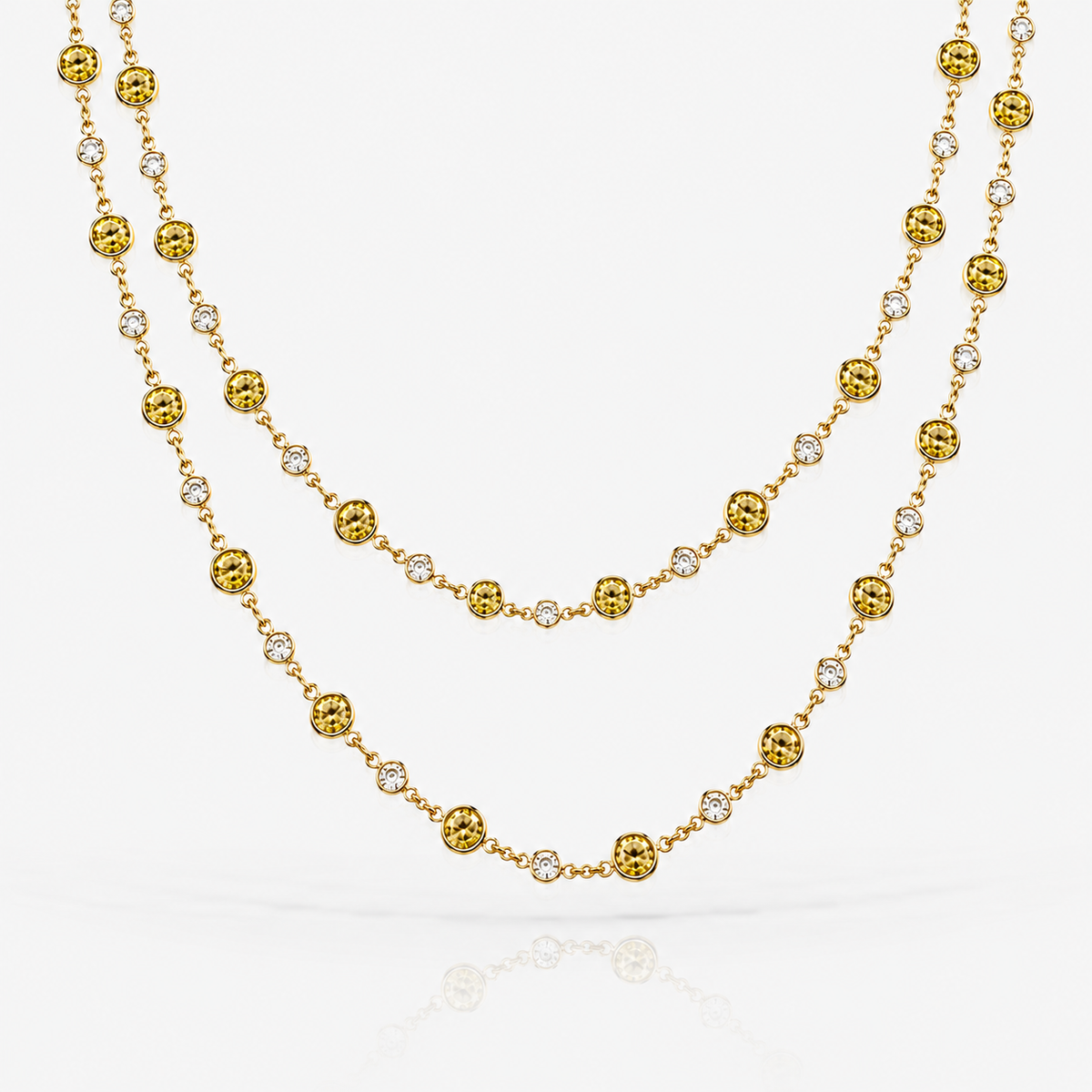 Round Intense Yellow Diamond Chain Necklace