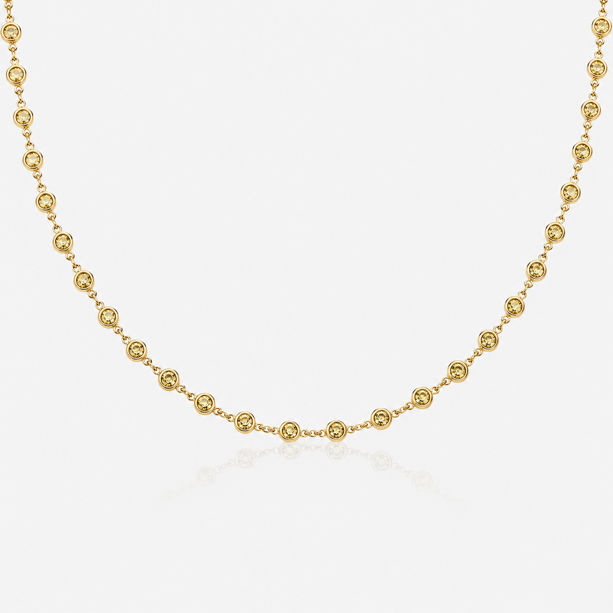3ct Yellow Round Diamond Bezel Set Chain Necklace