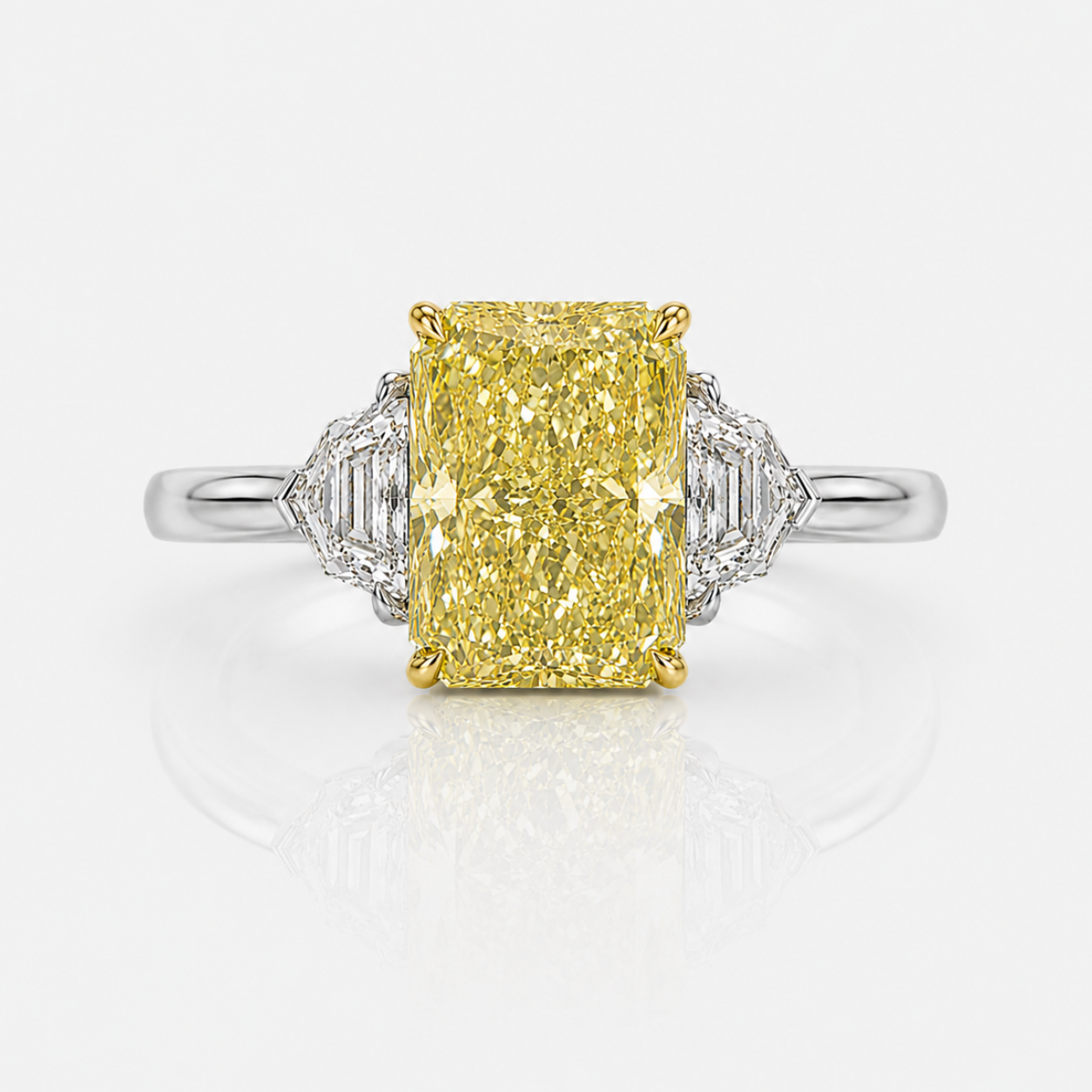 4ct GIA Fancy Yellow Elongated Radiant Diamond Engagement Ring