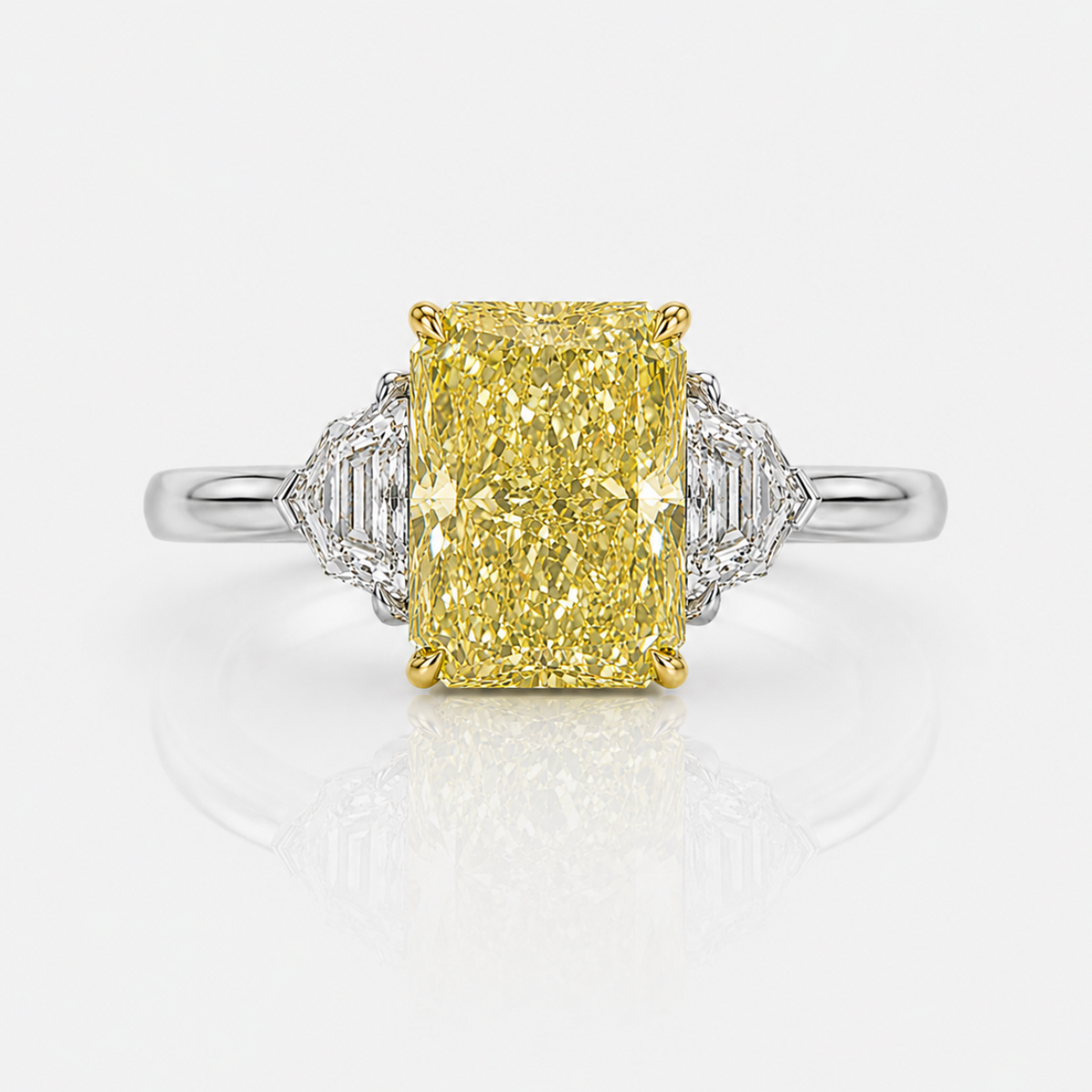 4ct GIA Fancy Yellow Elongated Radiant Diamond Engagement Ring