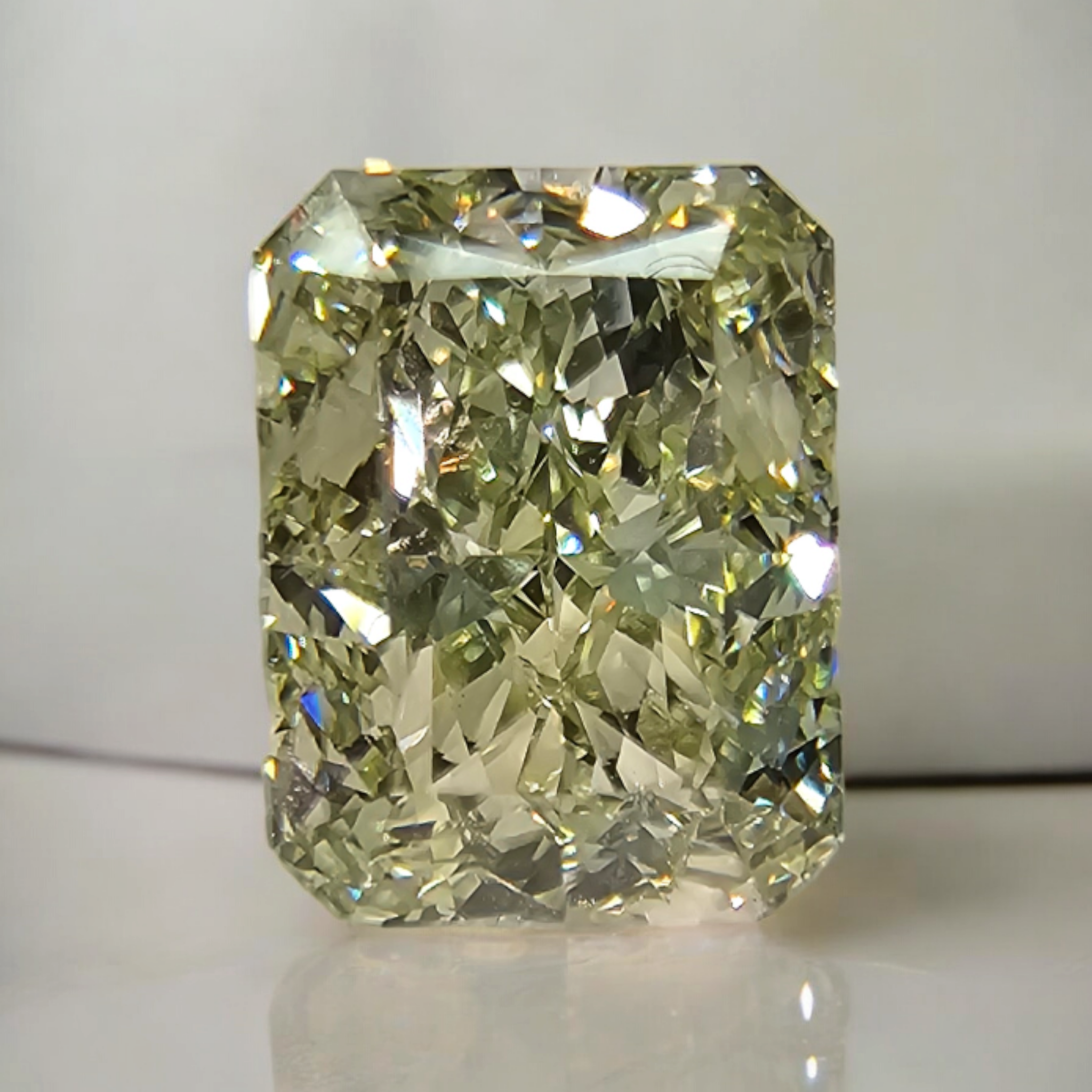 2.56ct Fancy Green-Yellow Elongated Radiant Cut Diamond – Rare Colors