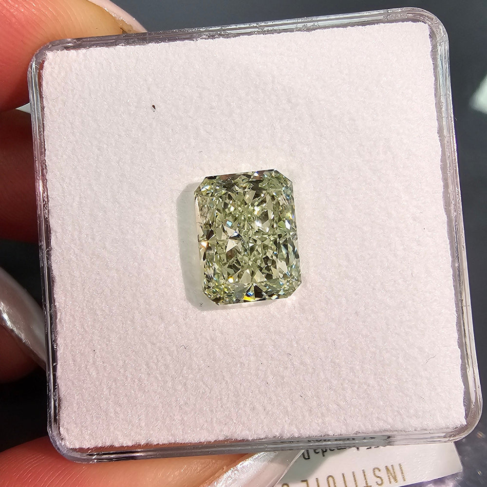 5.03ct Fancy Intense Yellowish Green Radiant loose stone — color diamond specialists Rare Colors by Namdar