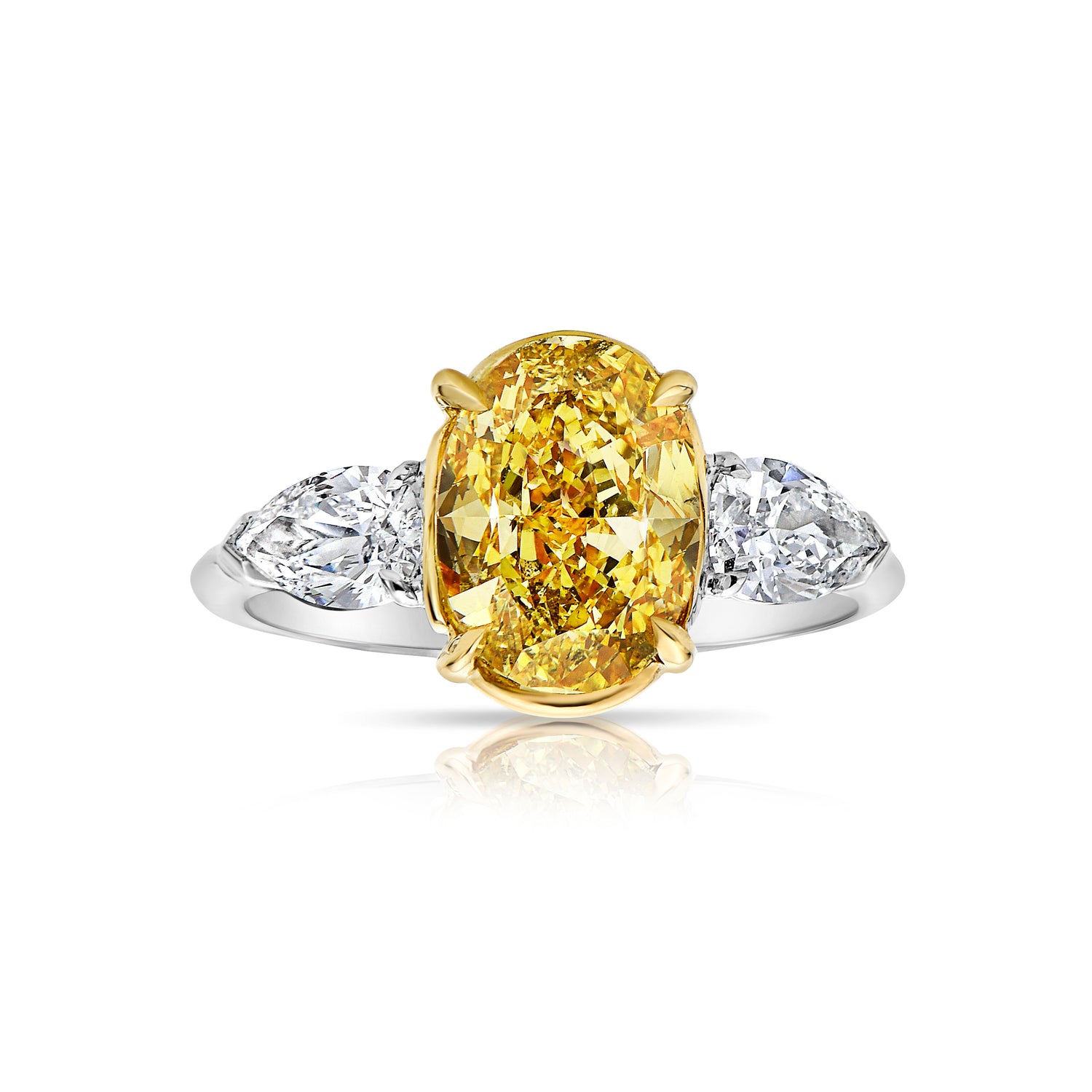 3.03ct Fancy Intense Yellow Oval diamond engagement ring by Rare Colors by Namdar, New York City