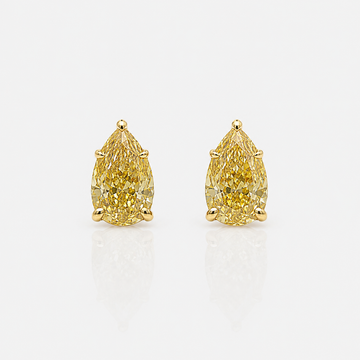 1ct each GIA fancy yellow pear diamond stud earrings | Rare Colors by Namdar, NYC
