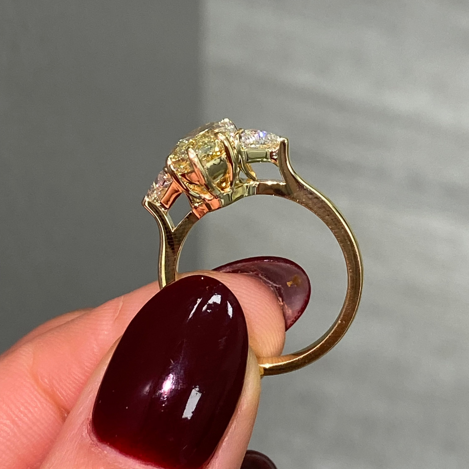 Natural 3.34ct Light Yellow Marquise diamond engagement ring — Rare Colors by Namdar NYC