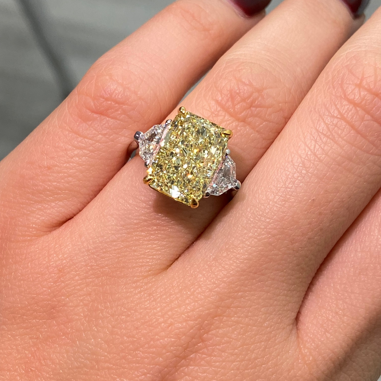 Rare Colors by Namdar Fancy Light Yellow Radiant diamond engagement ring, New York City
