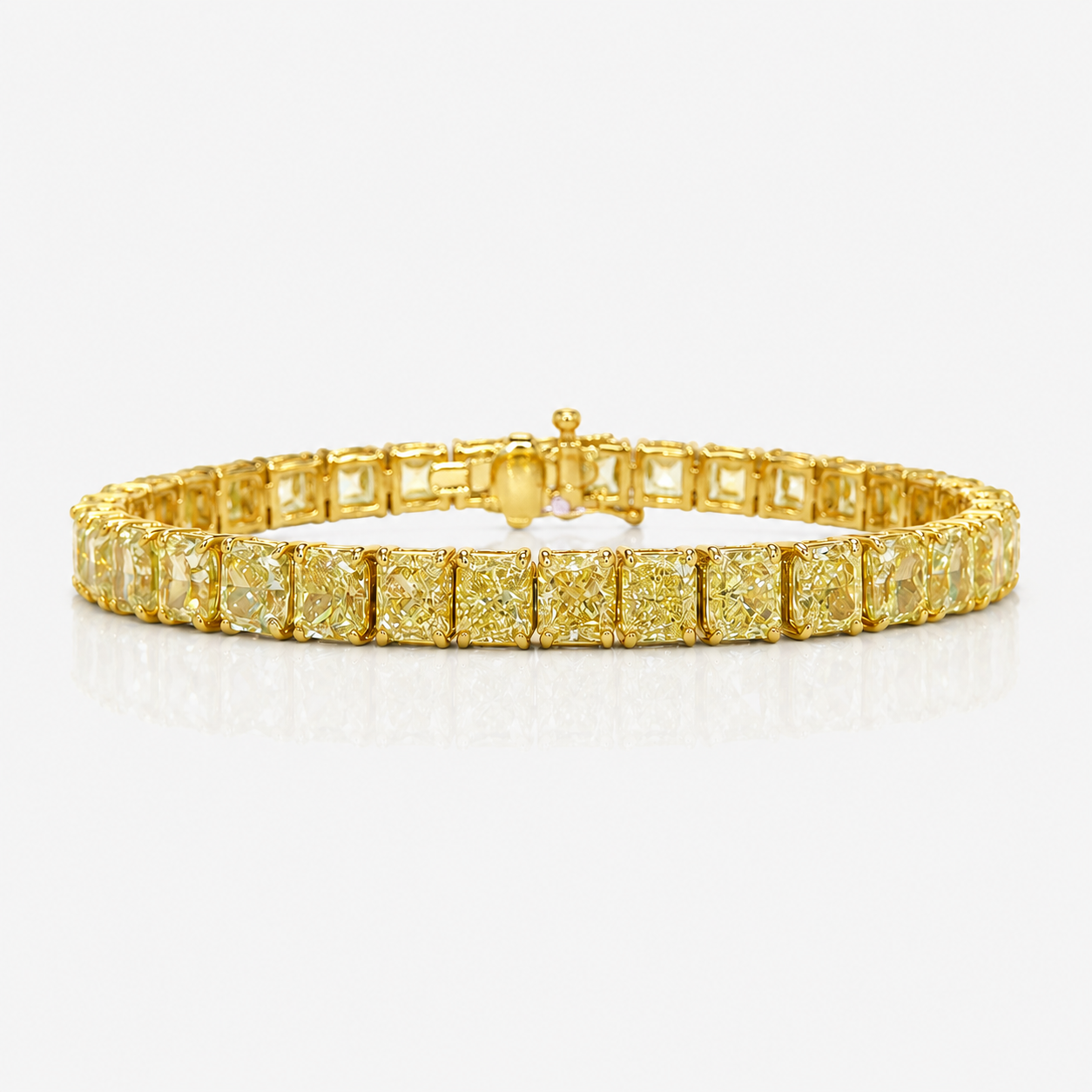 24 Carat GIA Fancy Light Yellow Elongated Radiant Diamond Tennis Bracelet