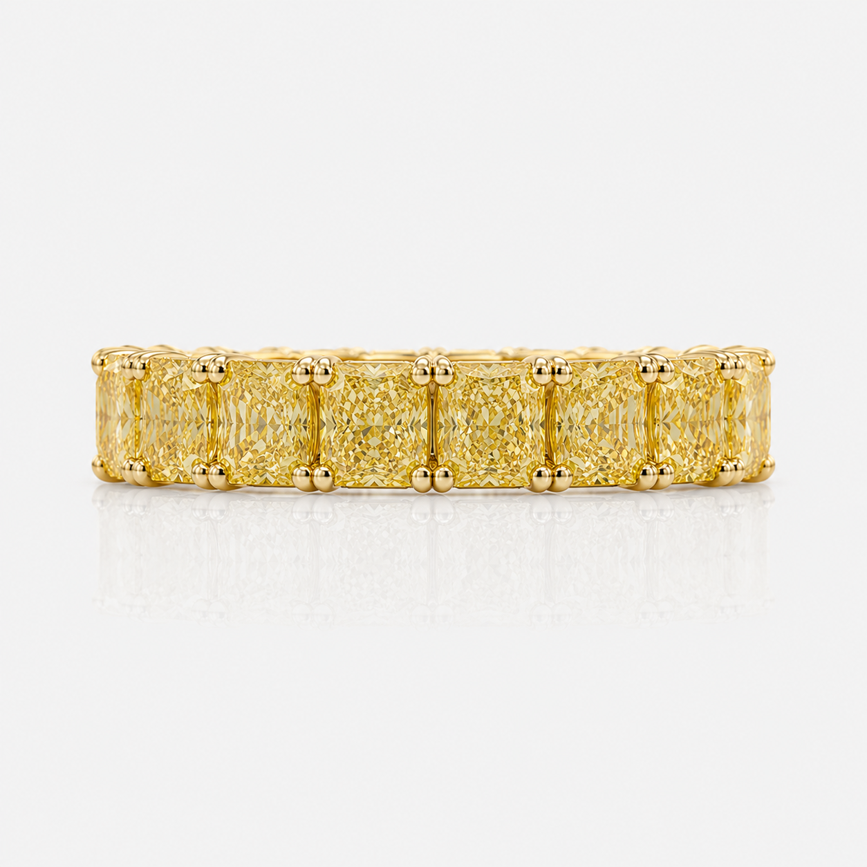 4.8ct Fancy Yellow Elongated Radiant Diamond Eternity Band