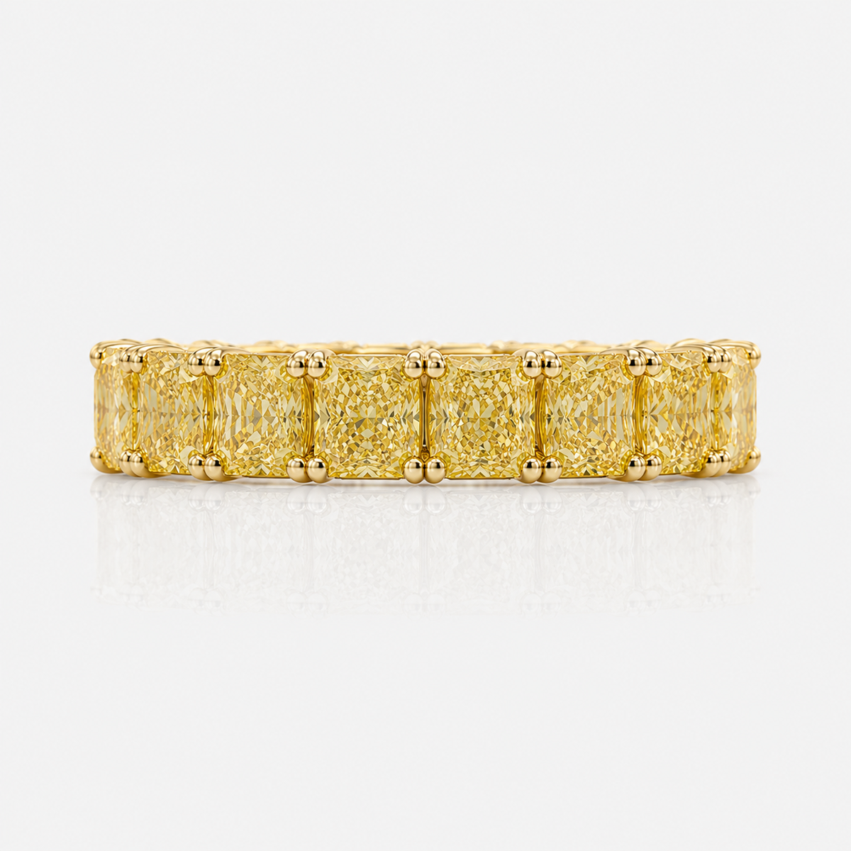 4.8ct Fancy Yellow Elongated Radiant Diamond Eternity Band