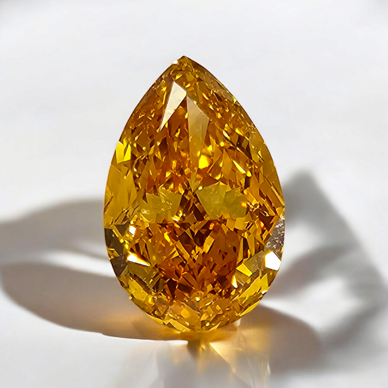 50ct Fancy Vivid Yellow Pear diamond loose stone, handcrafted by Rare Colors by Namdar