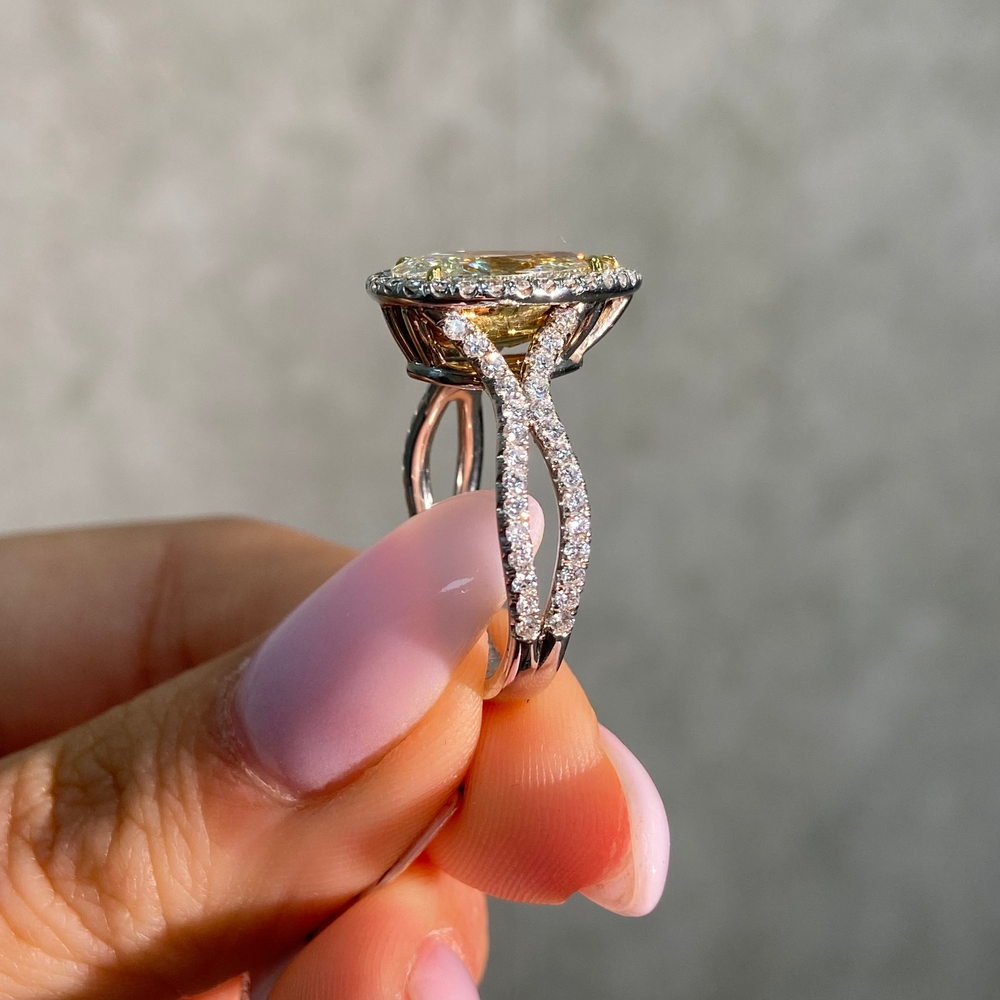 3ct Light Yellow Pear diamond engagement ring by Rare Colors by Namdar, New York City