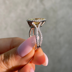 3ct Light Yellow Pear Halo Diamond Engagement Ring