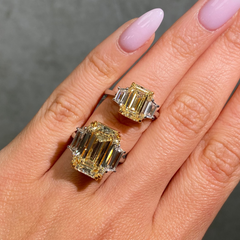 4.05ct Light Yellow Emerald Diamond Engagement Ring