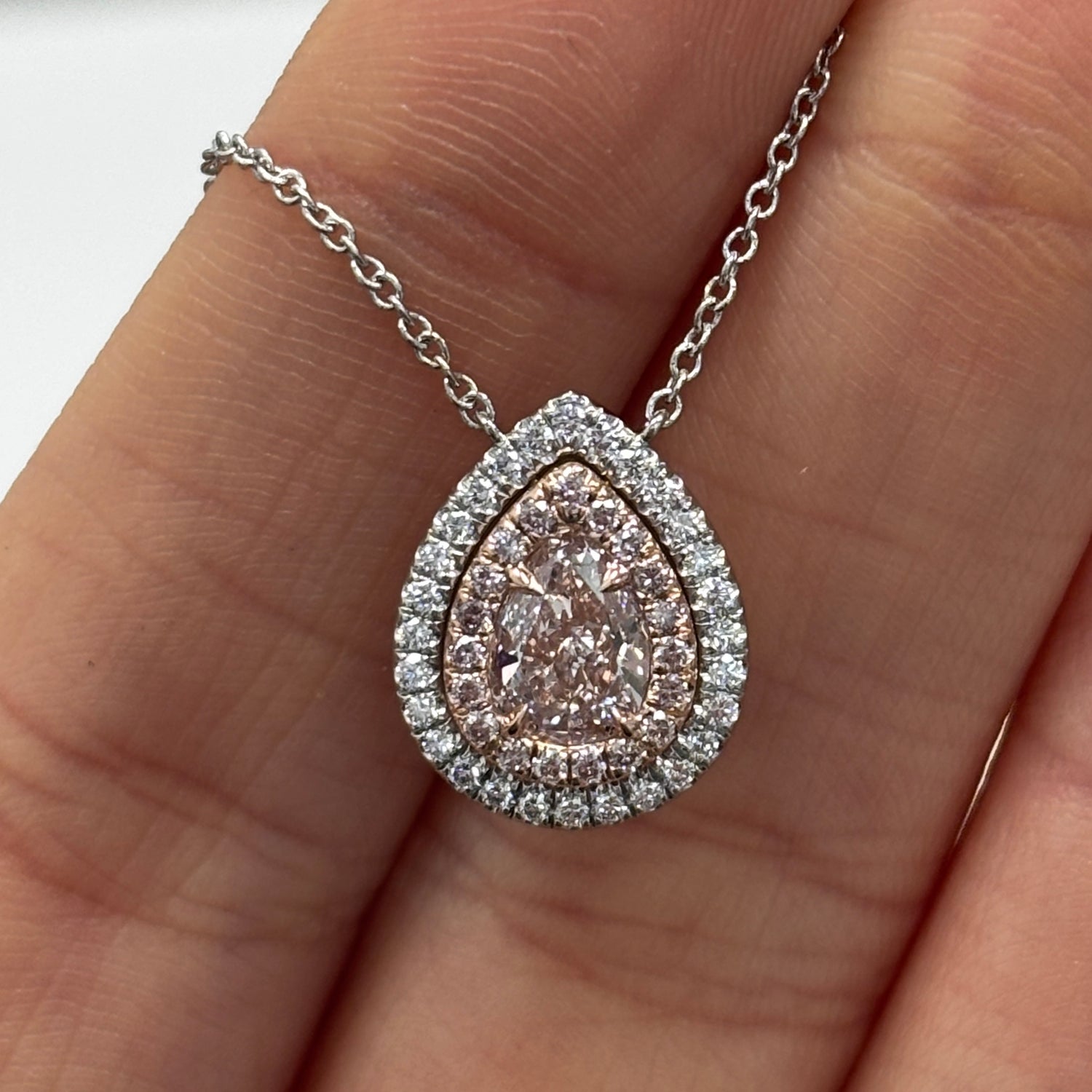 Rare Colors by Namdar Pink Pear diamond pendant, New York City