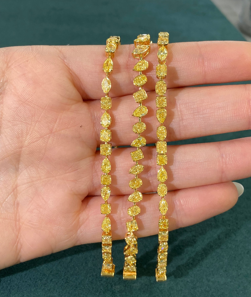 7 Carat Fancy Yellow Mixed Shape Tennis Bracelet
