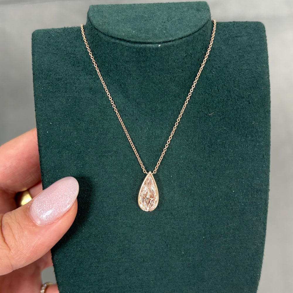 Natural Pink Pear diamond pendant — Rare Colors by Namdar NYC