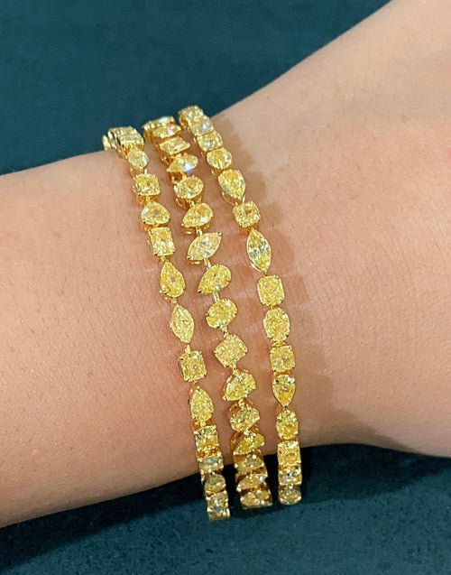 7 Carat Fancy Yellow Mixed Shape Tennis Bracelet