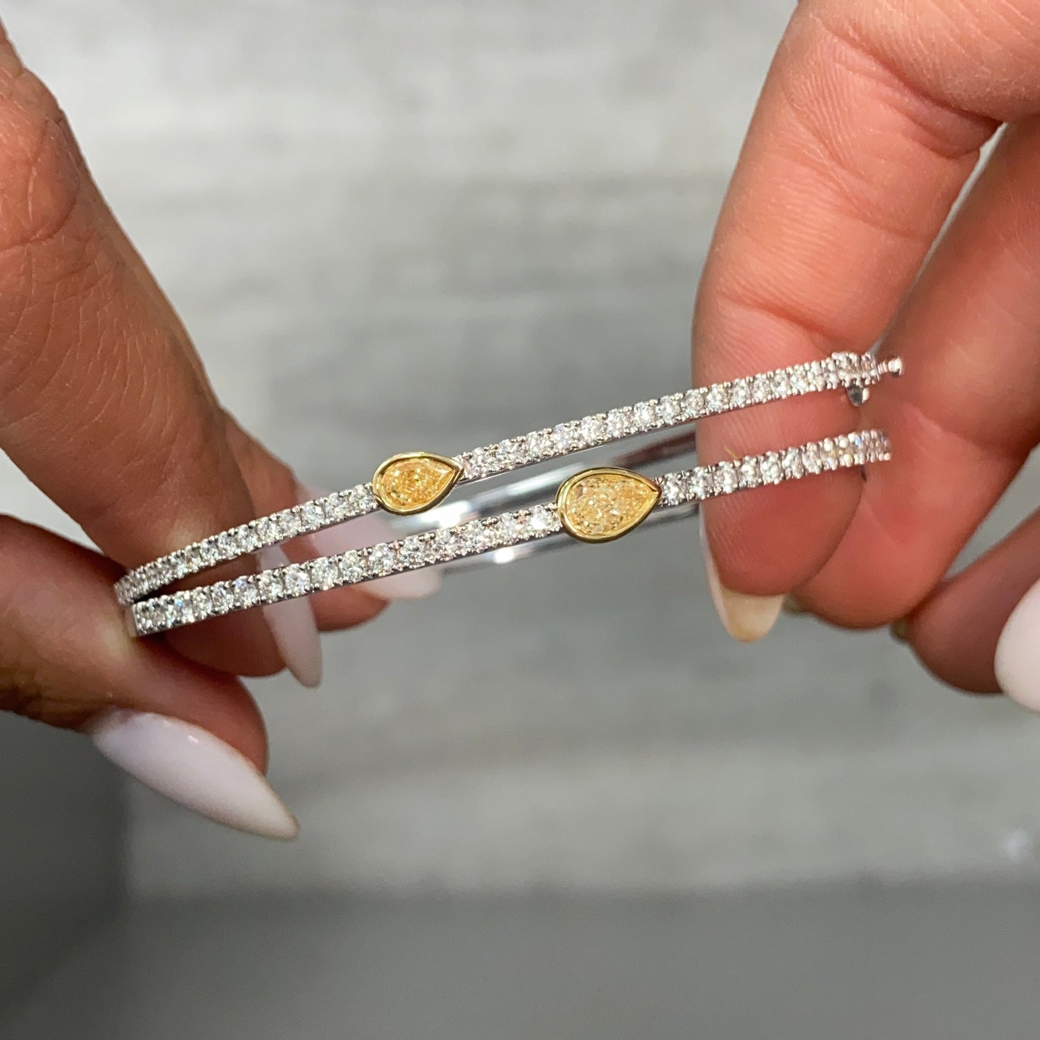 Yellow Pear diamond bracelet at Rare Colors by Namdar, 5th Avenue New York