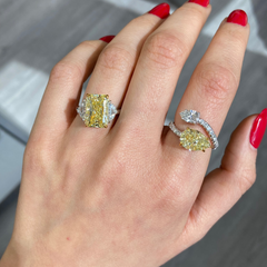 Yellow and White Pear Diamond Spiral Ring