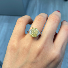 5 Carat Fancy Light Yellow Elongated Radiant Diamond Engagement Ring