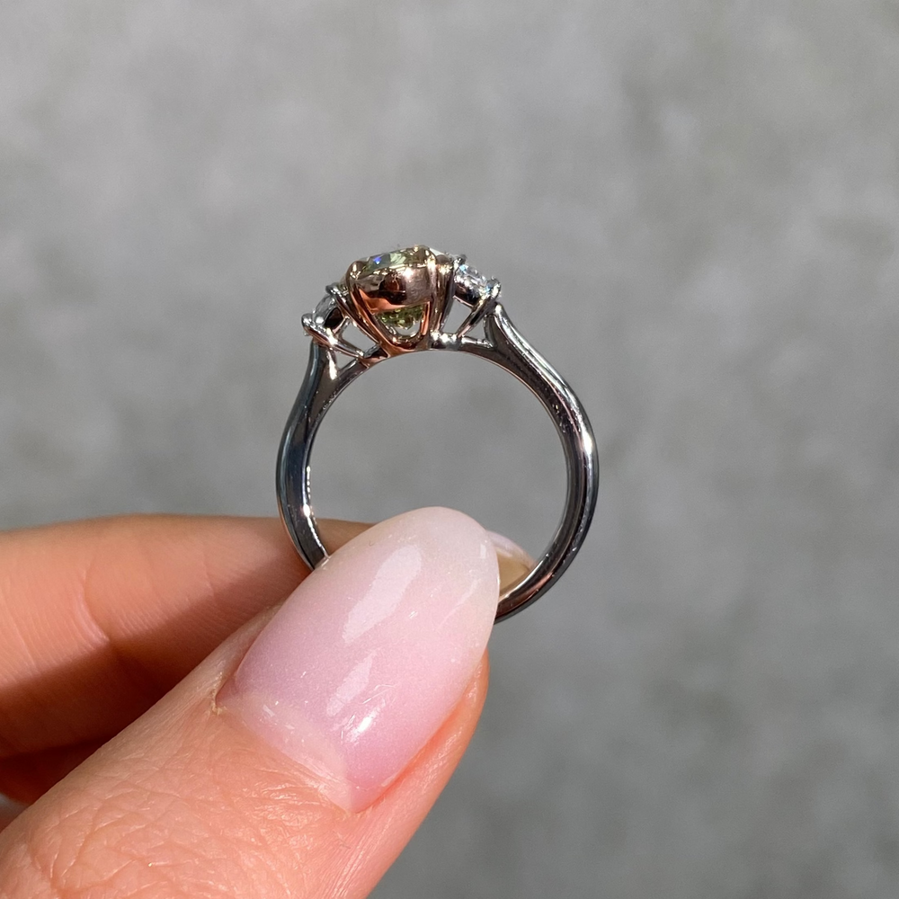3ct Green Oval Diamond Engagement Ring