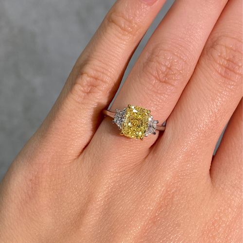 2.5 Fancy Yellow Cushion Diamond Engagement Ring