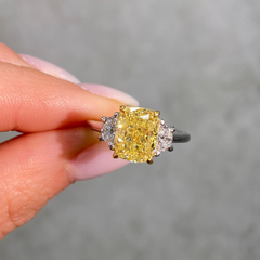 2.5 Fancy Yellow Cushion Diamond Engagement Ring