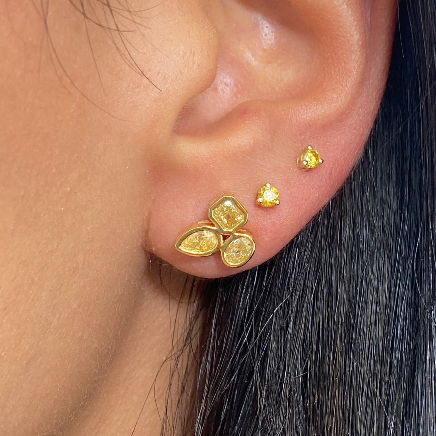 Yellow diamond stud earrings at Rare Colors by Namdar, 5th Avenue New York