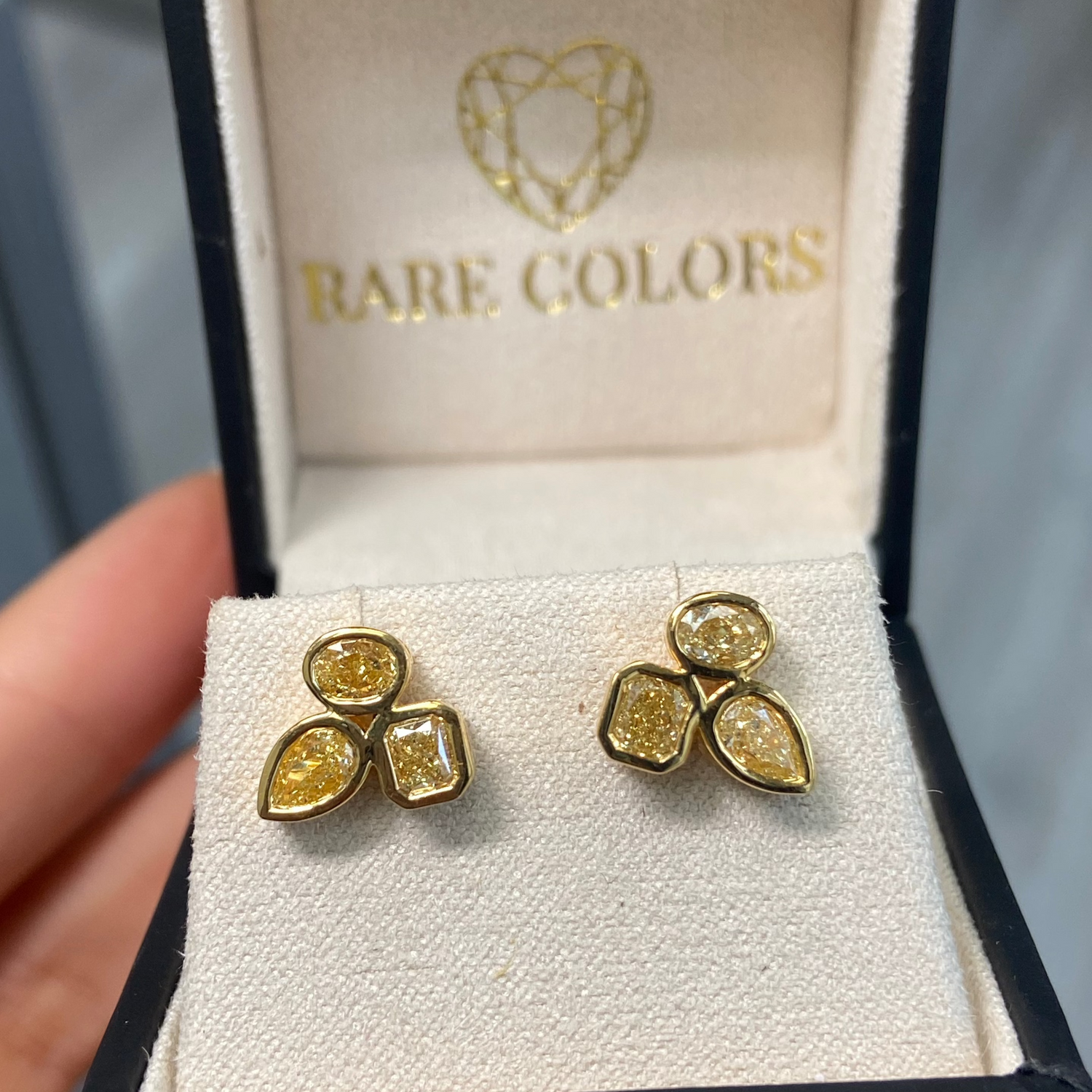 Yellow stud earrings — color diamond specialists Rare Colors by Namdar
