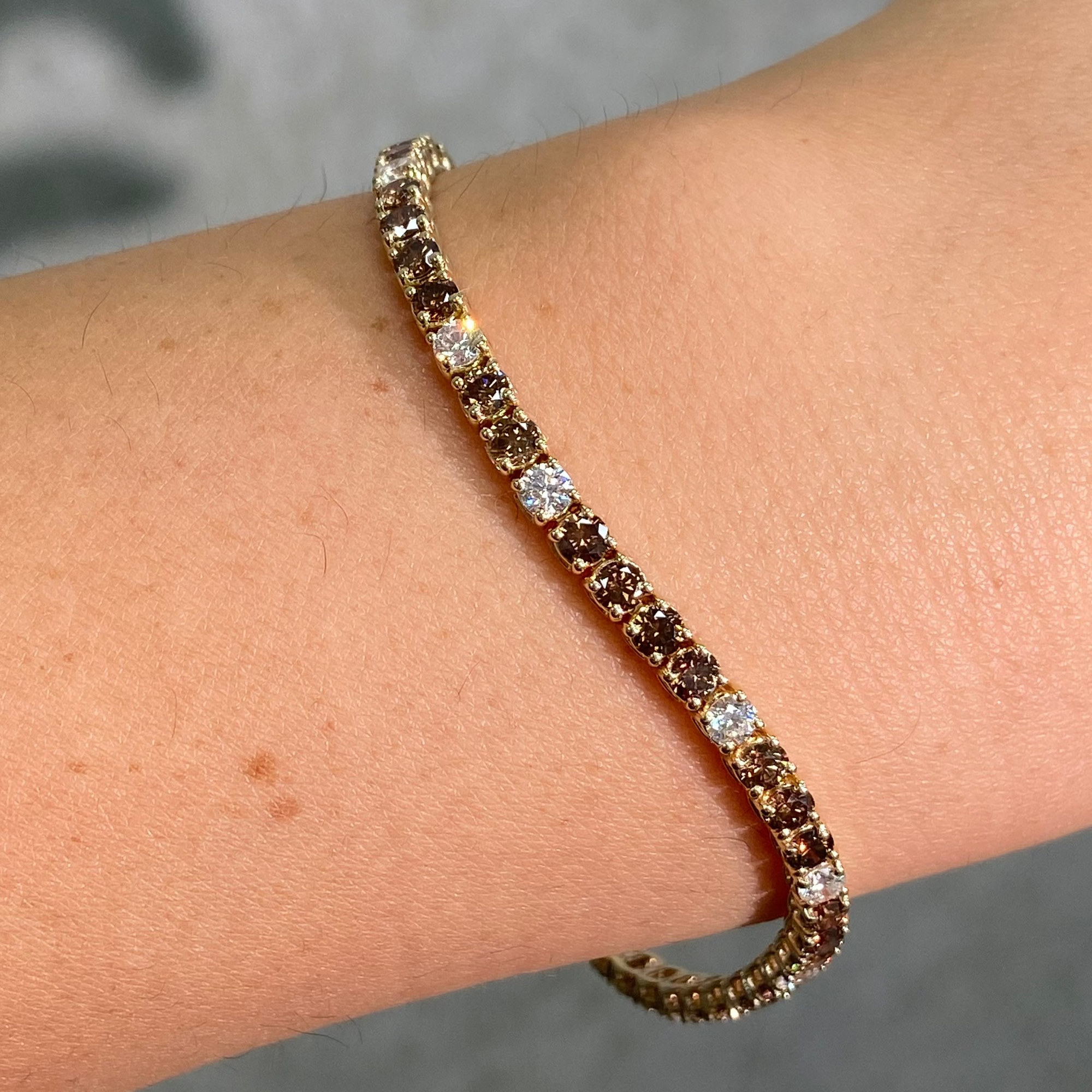 5.9ct Champagne diamond tennis bracelet at Rare Colors by Namdar, 5th Avenue New York