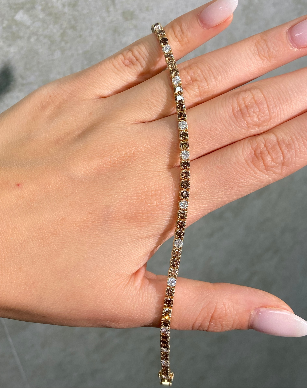 5.9ct Champagne and Colorless Diamond Tennis Bracelet