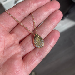 Bezel Swirl Pavé Yellow Pear Diamond Pendant