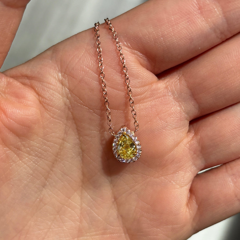 Rare Colors by Namdar Pink Pear diamond pendant necklace, New York City