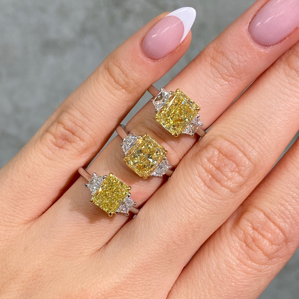 2.67ct Fancy Yellow Cushion Diamond Engagement Ring