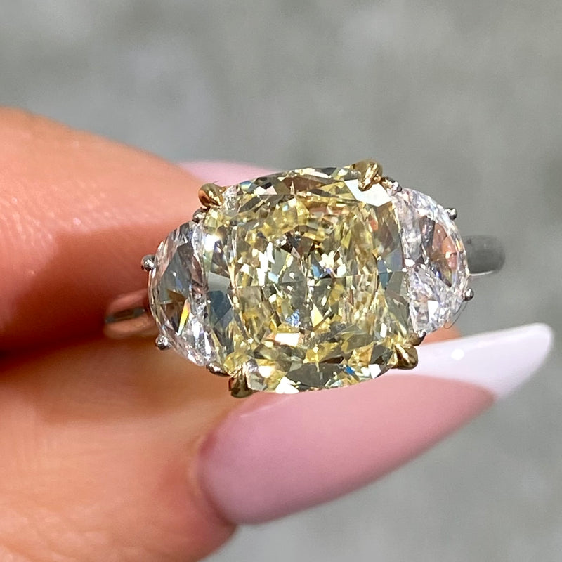 3.3ct Antique Inspired Fancy Light Yellow Diamond Engagement Ring