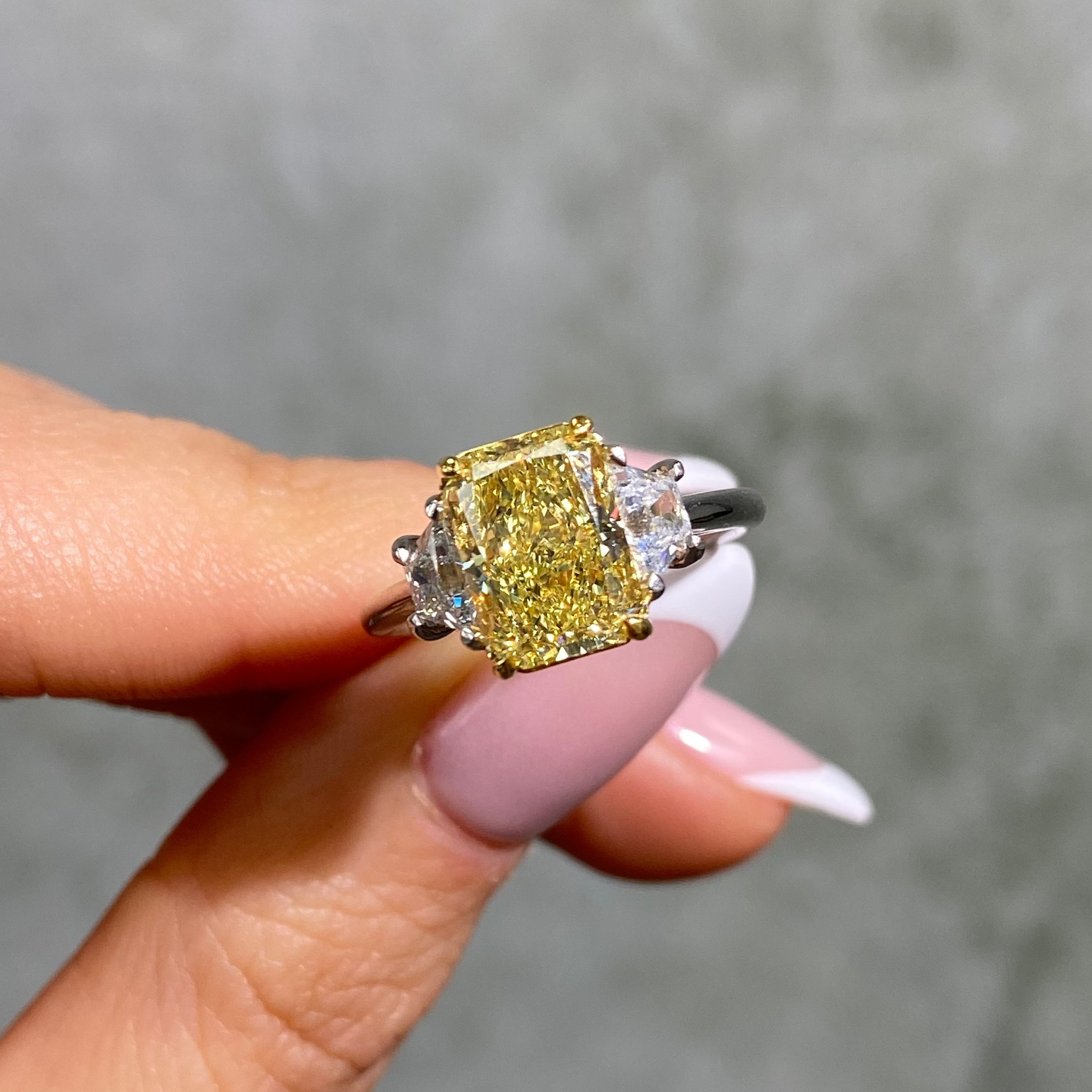 2.67ct Fancy Yellow Cushion Diamond Engagement Ring
